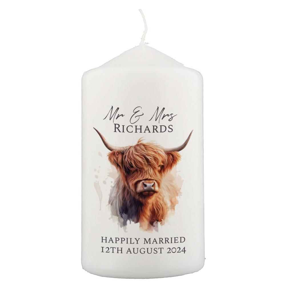 Personalised Highland Cow Pillar Candle £11.69